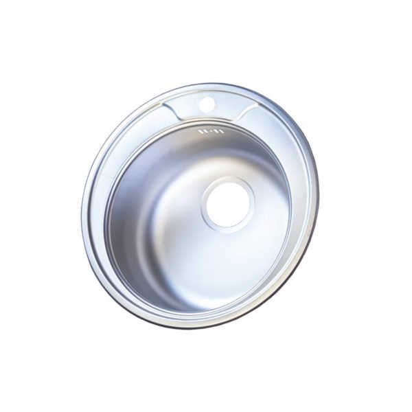Stainless Steel Top Mount Round Sink Ø 490 mm lime-free, drain incl. EC 245 D