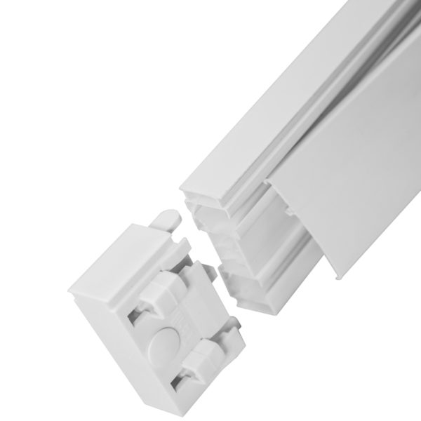 Double PVC Curtain Rail with White Masking Profile and Accessories