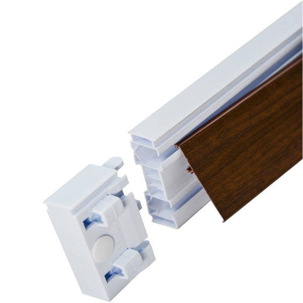 Double PVC Curtain Rail with Wenge Masking Profile and Accessories