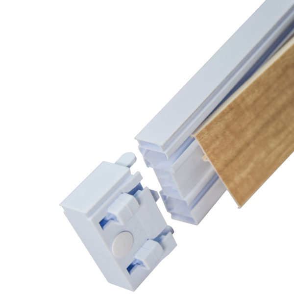 Double PVC Curtain Rail with Beech Masking Profile and Accessories