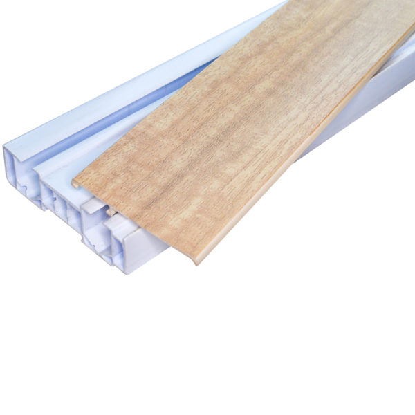 Double PVC Curtain Rail with Beech Masking Profile